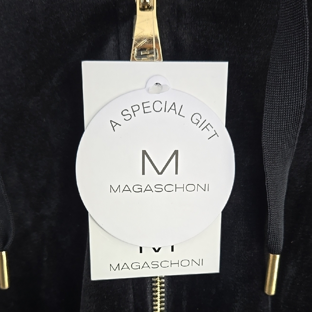 Magaschoni Black Velvet Women's Hoodie Jacket Size S - Picture 2 of 11